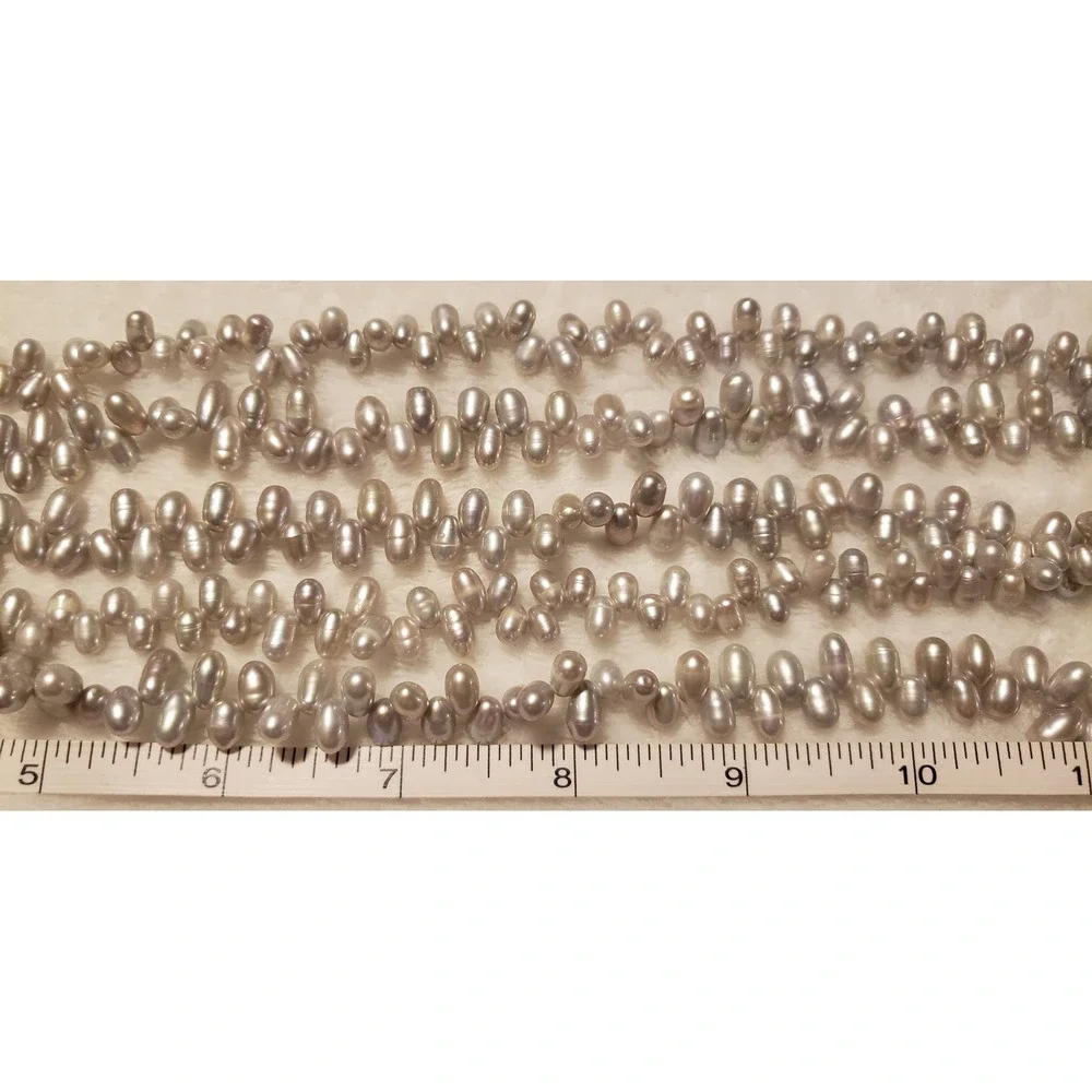 LUCORAL Gray Cultured Freshwater Pearl Multi Strand Necklace Sterling Silver - Picture 3 of 7